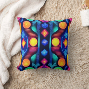 Coussin Neon Geometry Mandala Art