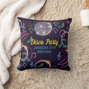Coussin Neon Glow Disco Dance Anniversaire