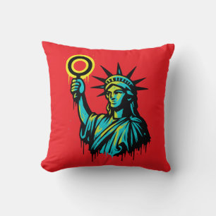 Coussin Neon Liberty — Statue de la Liberté de style graff