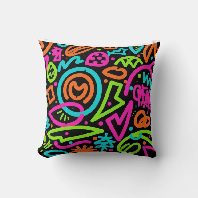 Coussin Neon Scribble Splash Thaillow - Retro Pop Colo (Recto)