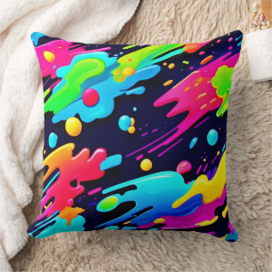 Coussin Neon Splatter Flow Art
