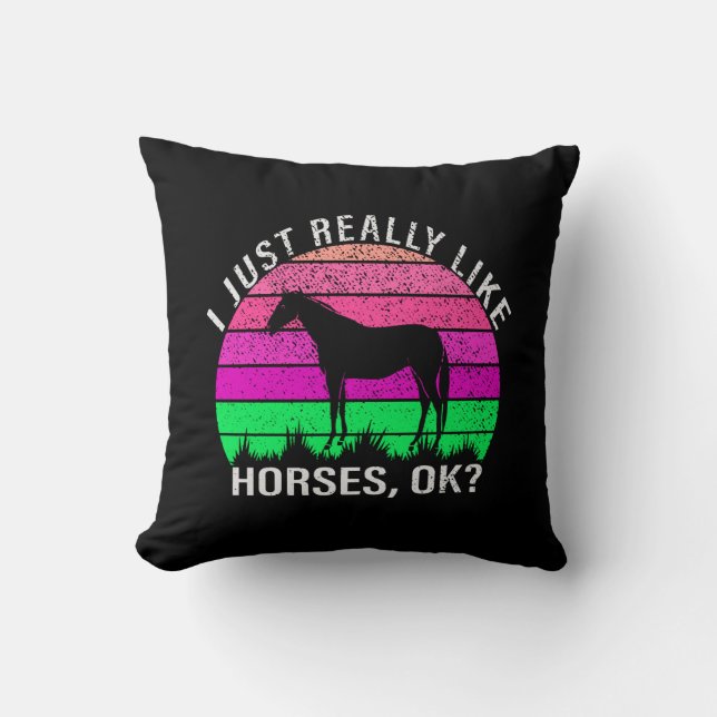 Coussin Neon Sunset J'Aime Vraiment Les Chevaux (Recto)