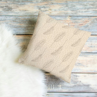 Coussin Neutral Boho Feather Pattern Throw Pillow