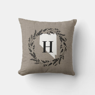Coussin Nevada Rustic Wreath Monogram Jeu d'oreiller