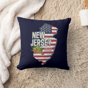 Coussin New Jersey United States Retro Map USA Souvenir