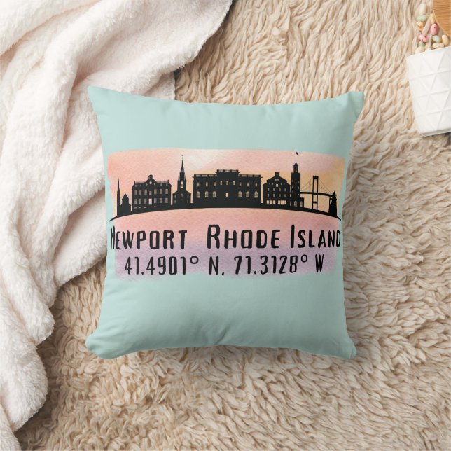 Coussin Newport RI City Skyline (Couverture)