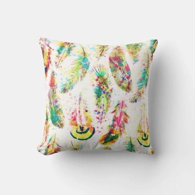 Coussin Nez de plumes cool à l'aquarelle tendance (Recto)