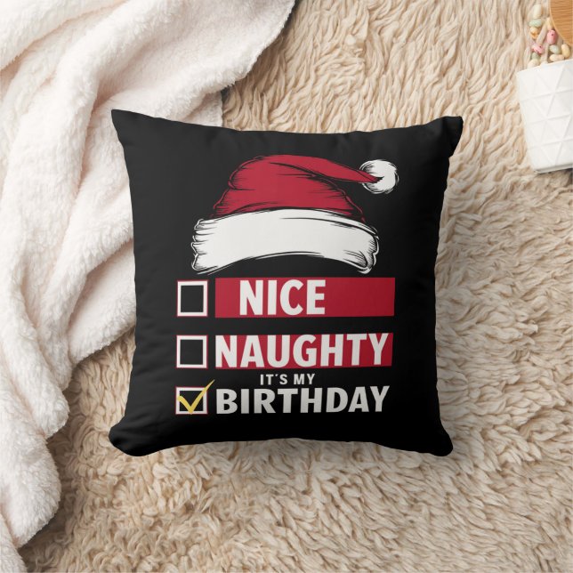 Coussin Nice Naughty It's My Birthday Christmas List Père  (Couverture)