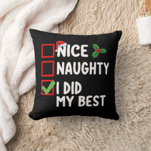 Coussin Nice Naughty J'Ai Fait Ma Meilleure Liste De Noël 