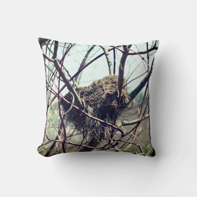 Coussin Nid D'Oiseaux Abandonné Au Printemps (Recto)