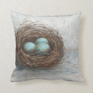 Coussin Nid rustique d'oiseau - bleu