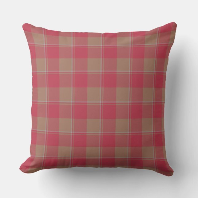 Coussin Night Shadz Red and Toast Tan Plaid (Recto)
