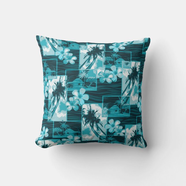 Coussin Niihau Island Plumeria hawaïenne et Palm Tree (Recto)