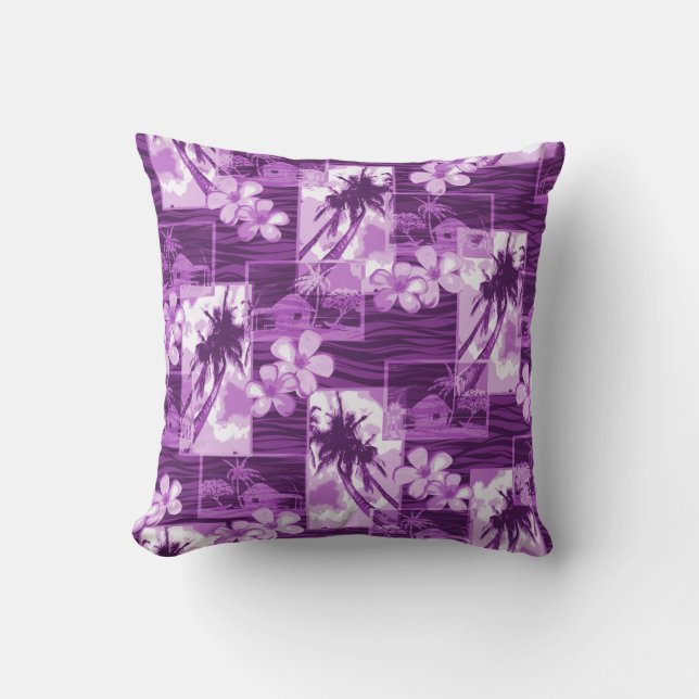 Coussin Niihau Island Plumeria hawaïenne et Palm Tree (Recto)