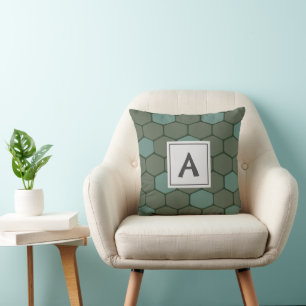 Coussin N'importe quelle couleur Monogramme géométrique ru