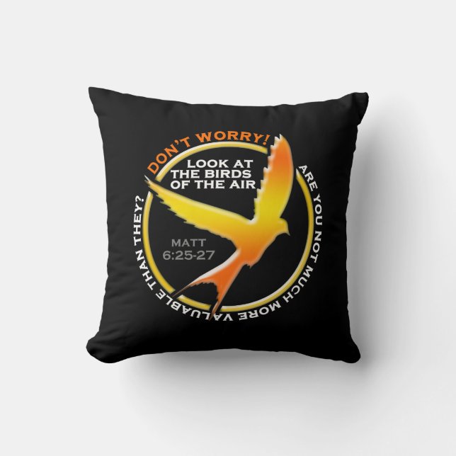 Coussin N'inquiétez pas le vers chrétien de bible d'oiseau (Recto)