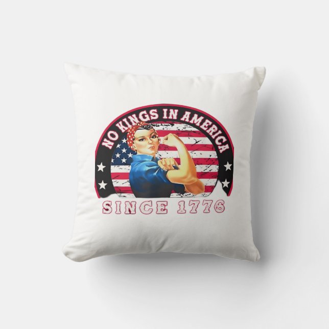 Coussin No Kings In America Since 1776 USA Flag Save  Esse (Recto)