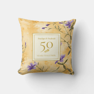 Coussin Noces de Violettes Fleuries Or 50ème Anniversaire