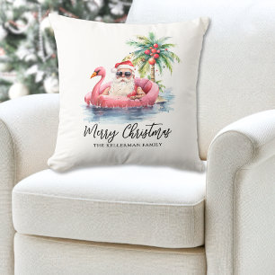 Coussin Noël à Santa Claus Tropical Beach