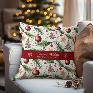 Coussin Noël Aquarelle Vacances Décoration Motif