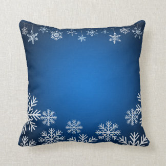 Coussin Noël aux flocons de neige bleus et blancs