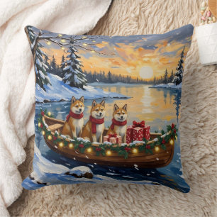 Coussin Noël Bateau Akita Fêtes
