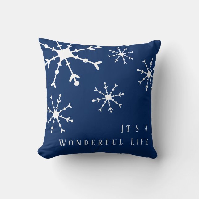 Coussin Noël bleu de la marine (Recto)