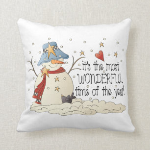 Coussin Noël bonhomme de neige Pays Vacances jeter l'oreil