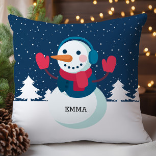 Coussin Noël Bonhomme de Neige Personnalisé