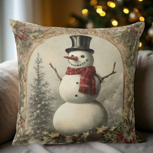 Coussin Noël bonhomme de neige vintage cosy