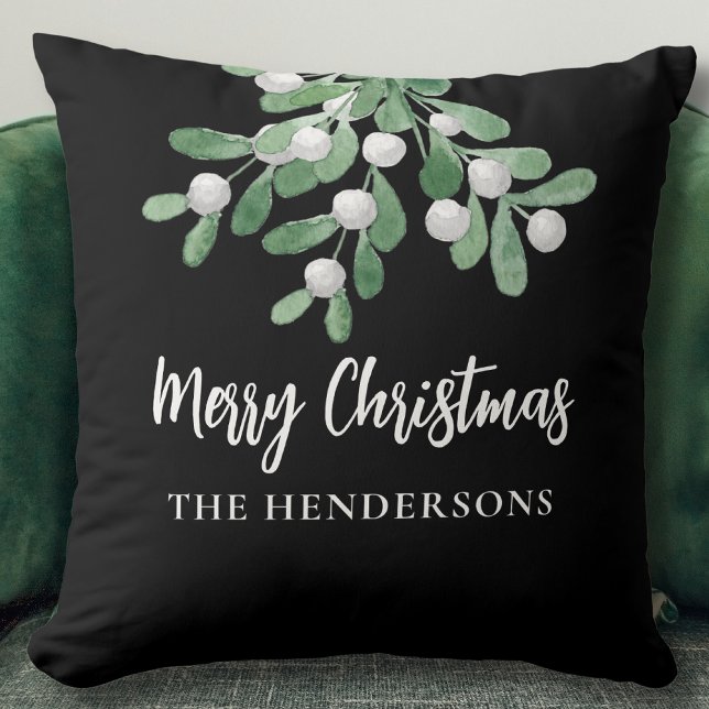 Coussin Noël botanique personnalisé Noir (Créateur téléchargé)