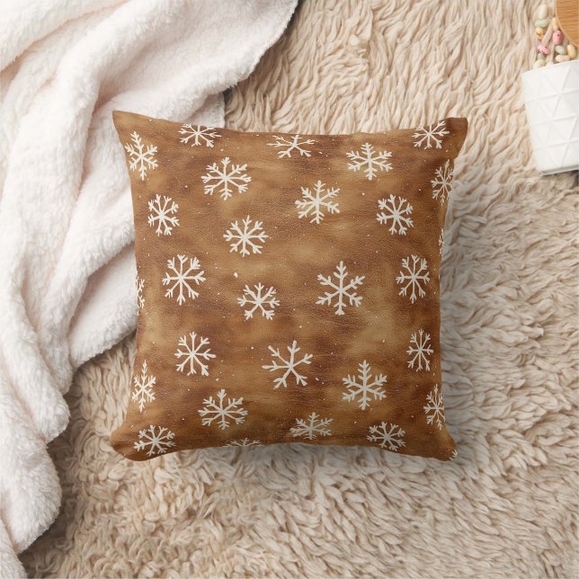 Coussin Noël Brown White Winter Snowflics (Couverture)