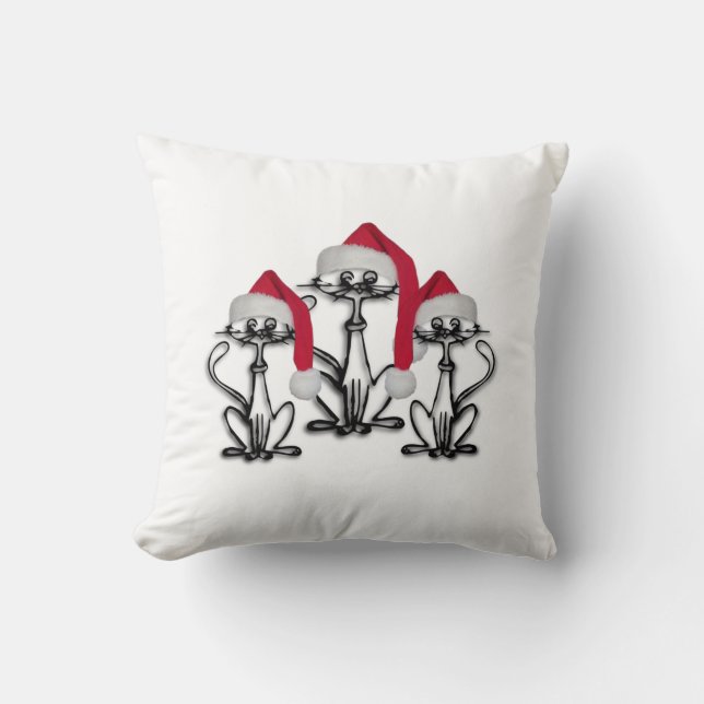 Coussin Noël Caroling Chats Joyeux Amusants (Recto)
