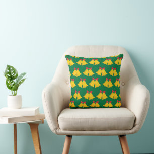 Coussin Noël Cloches Vibrant Festive Green Décor