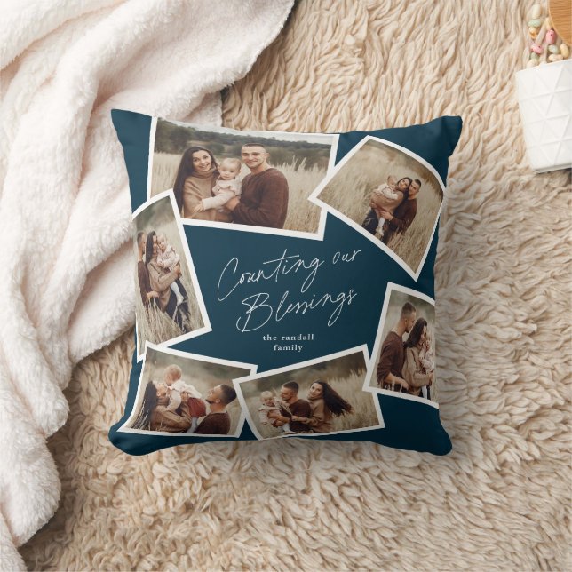 Coussin Noël Collage Photo Script Moderne 6 (Couverture)