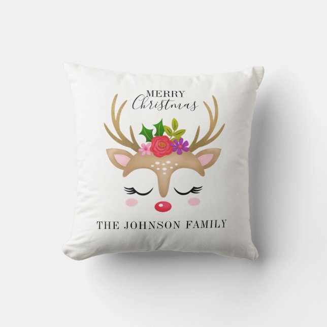 Coussin Noël Cute Reinder personnalisé (Recto)