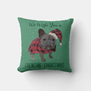 Coussin Noël de Bouledogue Français Drôle de Chien