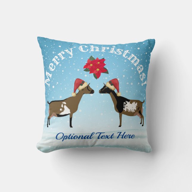 Coussin Noël de chèvre laitière naine nigériane dans la ne (Recto)