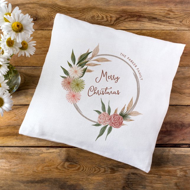 Coussin Noël de l'aquarelle bohème (Créateur téléchargé)