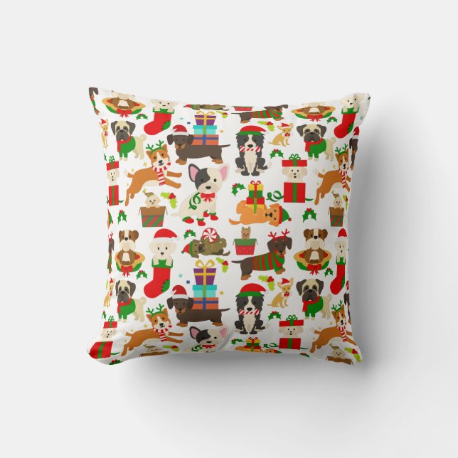 Coussin Noël de mignon chien chiot (Recto)