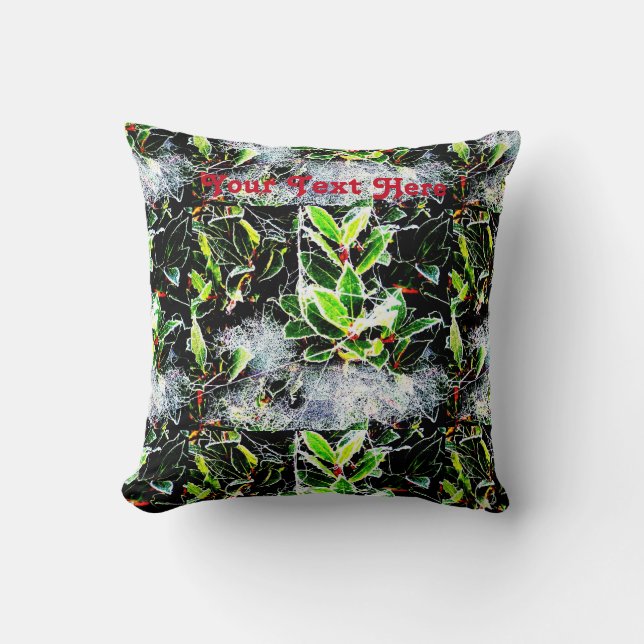 Coussin noël des baies sèches couvertes de gel et des toil (Recto)