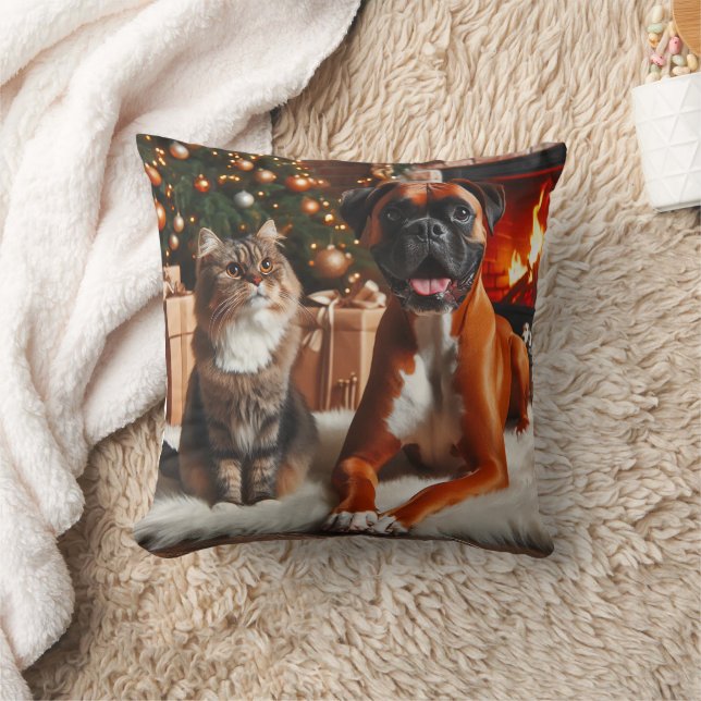 Coussin Noël des chiens et des chats de boxe (Couverture)