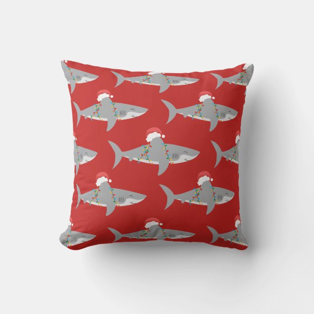 Coussin Noël drôle de requin (Recto)