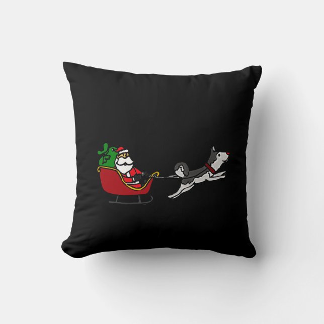 Coussin Noël drôle Sleigh et chien enroué (Recto)