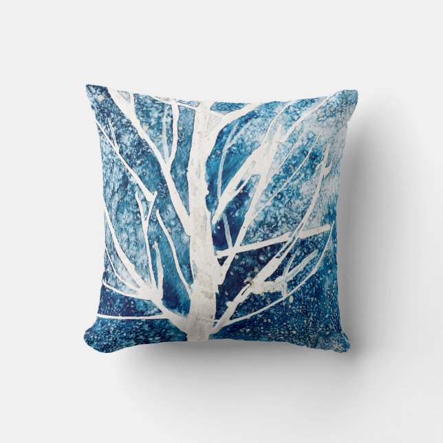 Coussin Noël du bouleau blanc d'hiver (Recto)
