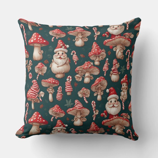 Coussin Noël du champignon père Noël (Recto)