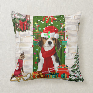 Coussin Noël du chien beagle