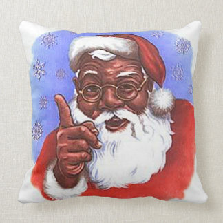 Coussin Noël du Père Noël noir afro-américain