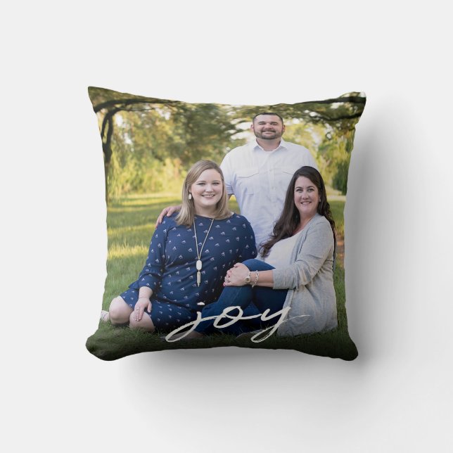 Coussin Noël élégant fait sur commande de photo de famille (Recto)