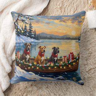 Coussin Noël en bateau avec Pitbull
